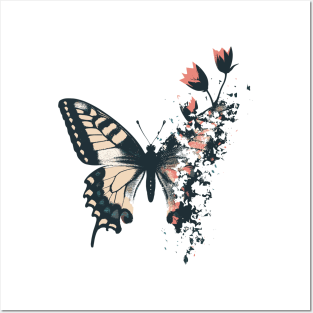 Butterfly metamorphosis into flower Posters and Art